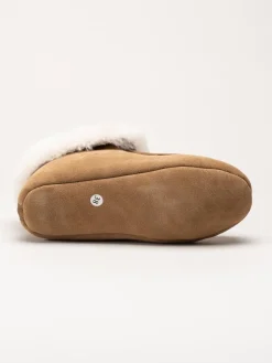 Wollies - Classico Suede - Ljusbruna slip on fårskinnstofflor