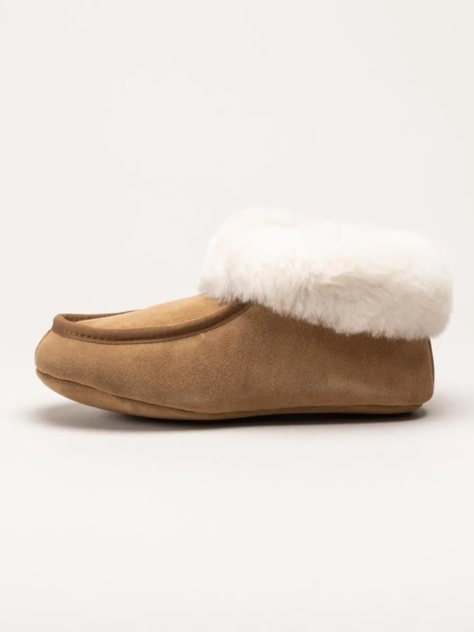 Wollies - Classico Suede - Ljusbruna slip on fårskinnstofflor