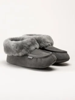 Wollies - Classico Suede - Mörkgrå slip on fårskinnstofflor