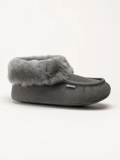 Wollies - Classico Suede - Mörkgrå slip on fårskinnstofflor