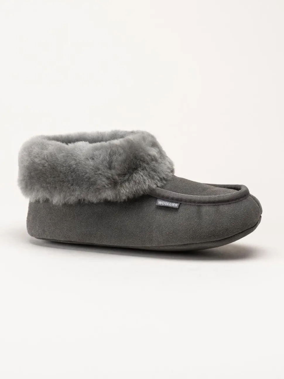 Wollies - Classico Suede - Mörkgrå slip on fårskinnstofflor