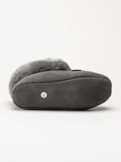 Wollies - Classico Suede - Mörkgrå slip on fårskinnstofflor