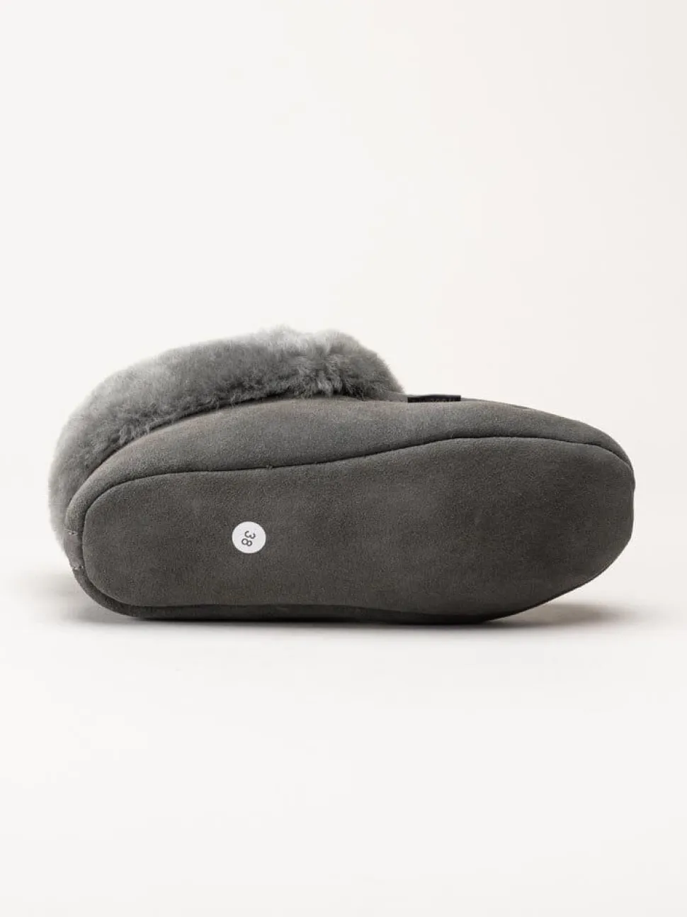 Wollies - Classico Suede - Mörkgrå slip on fårskinnstofflor