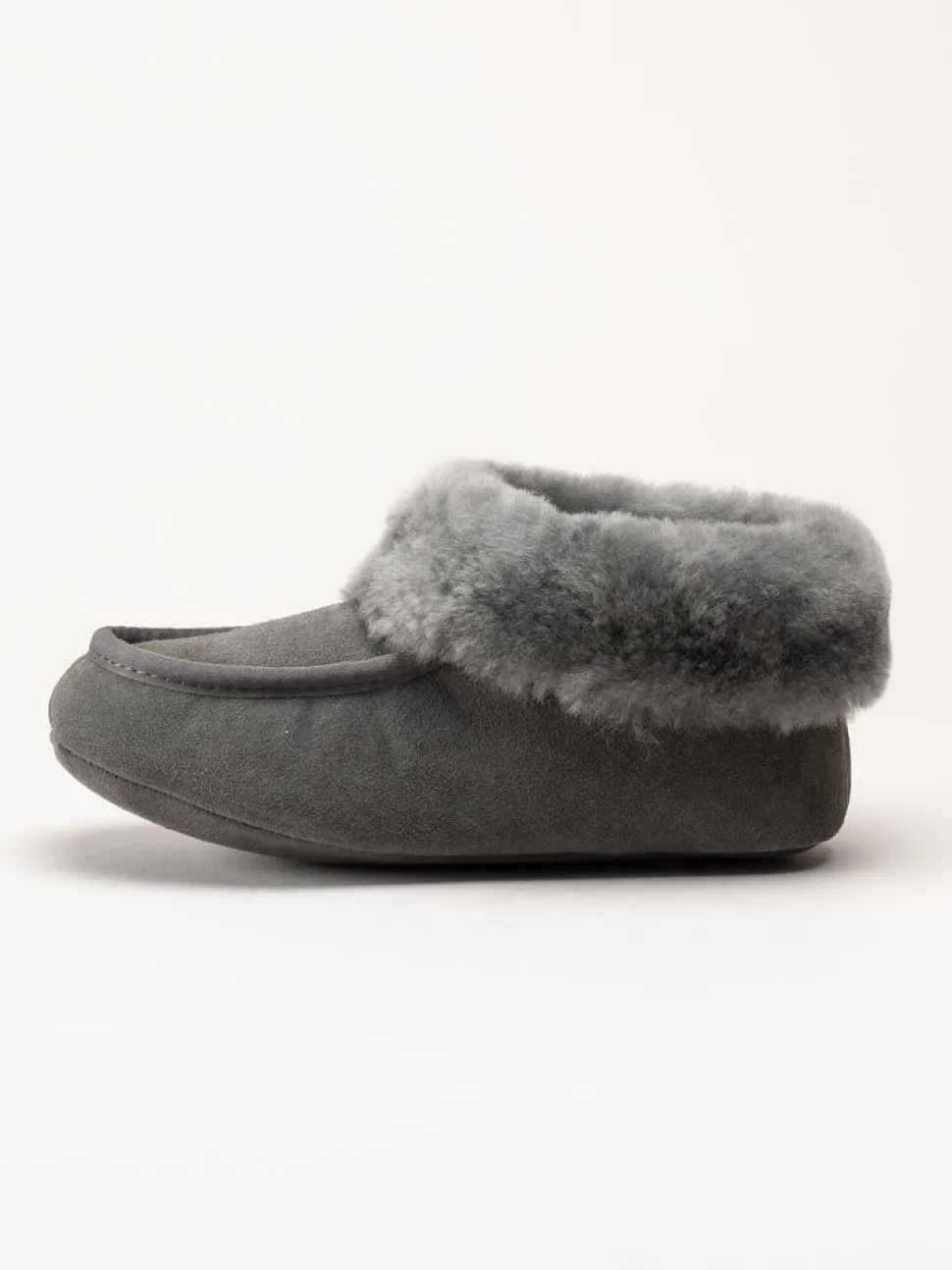 Wollies - Classico Suede - Mörkgrå slip on fårskinnstofflor