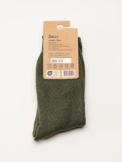 Zokks - Hunt Woll 1-pack - Gröna ullstrumpor med älgmotiv