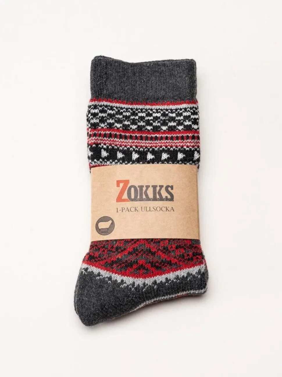 Zokks - Wool 1-pack - Grå multifärgade ullstrumpor