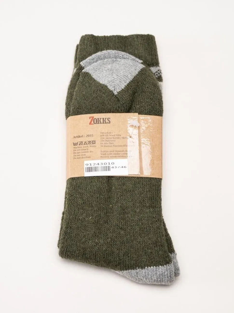 Zokks - Wool 1-pack - Grön/Grå ullstrumpor