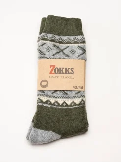 Zokks - Wool 1-pack - Grön/Grå ullstrumpor