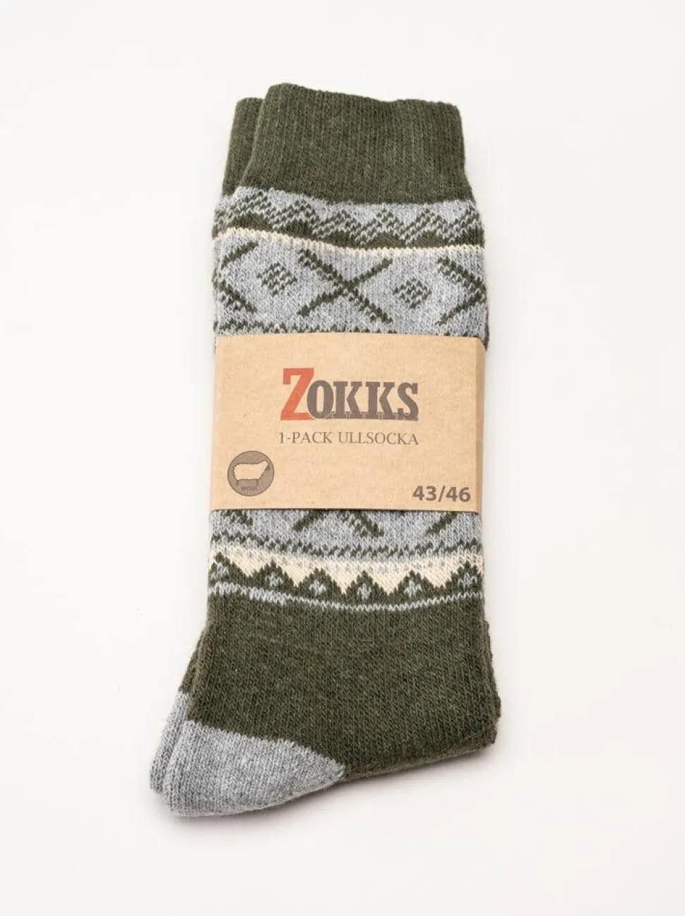 Zokks - Wool 1-pack - Grön/Grå ullstrumpor