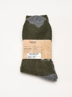 Zokks - Wool 1-pack - Grön/Grå ullstrumpor