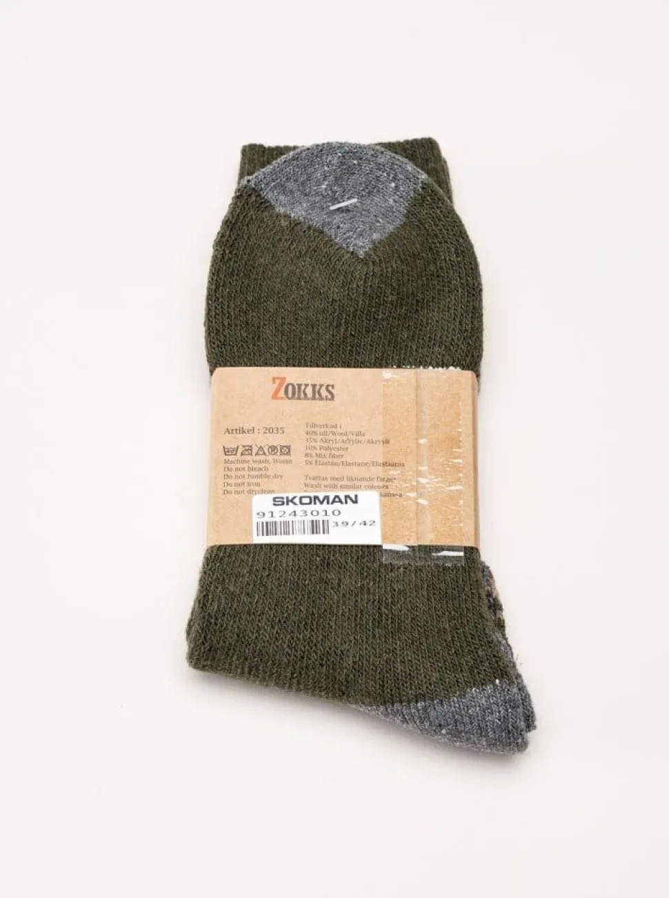 Zokks - Wool 1-pack - Grön/Grå ullstrumpor