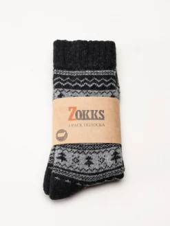 Zokks - Wool 1-pack - Grå svarta ullstrumpor