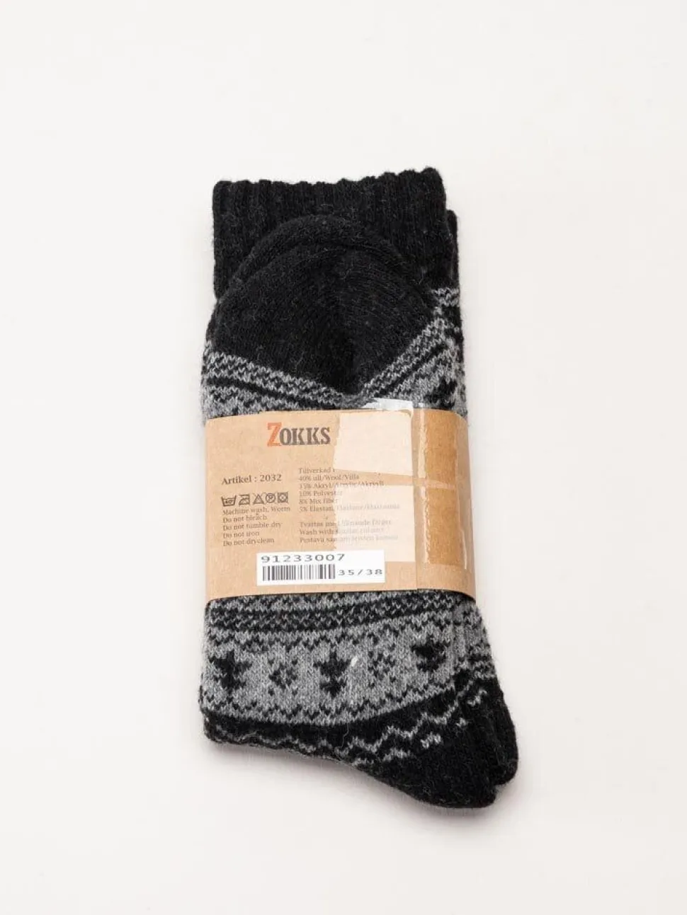 Zokks - Wool 1-pack - Grå svarta ullstrumpor