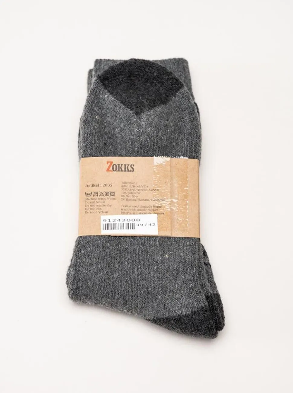 Zokks - Wool 1-pack - Grå svarta ullstrumpor