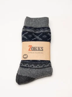 Zokks - Wool 1-pack - Grå svarta ullstrumpor