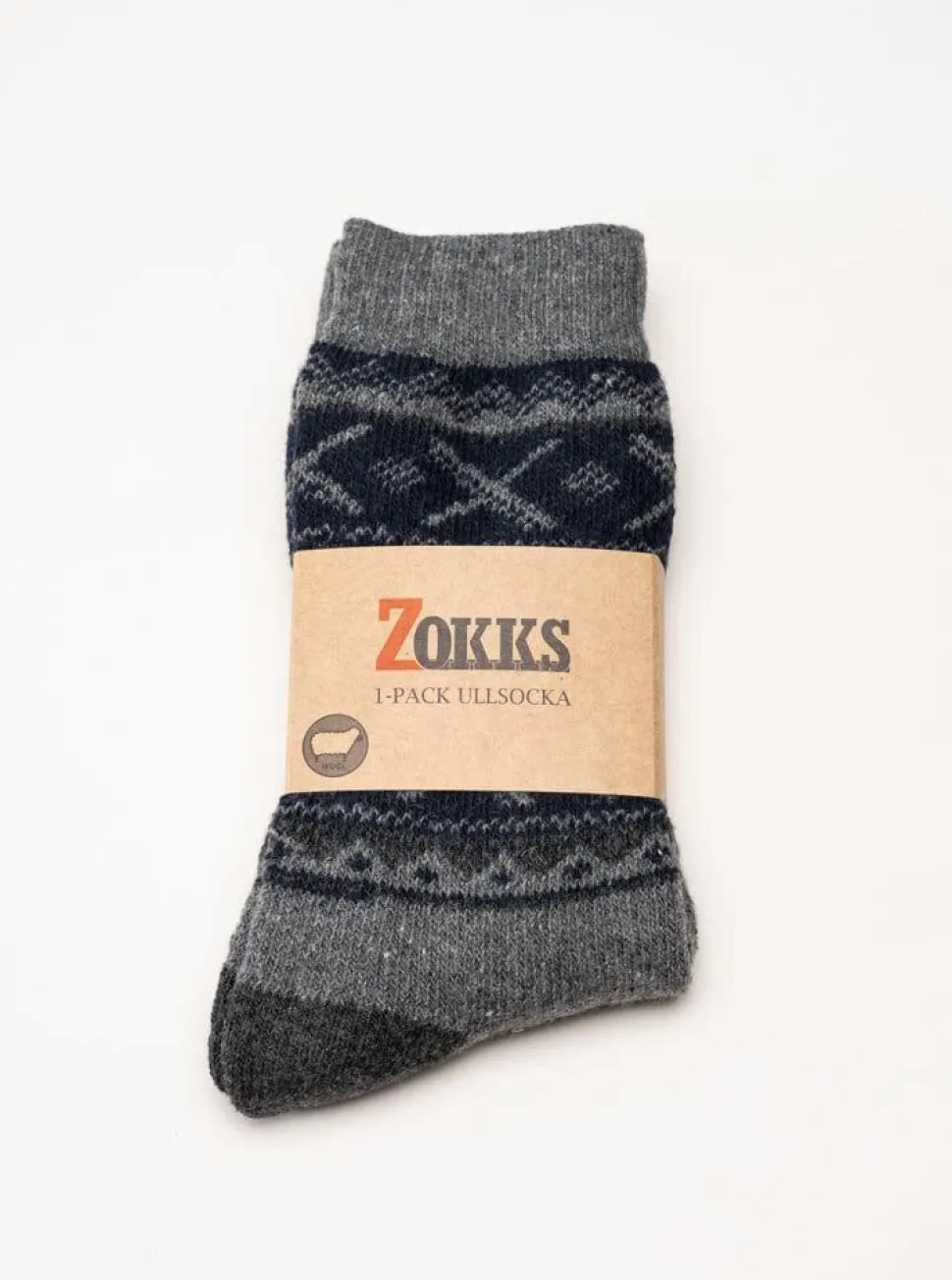 Zokks - Wool 1-pack - Grå svarta ullstrumpor