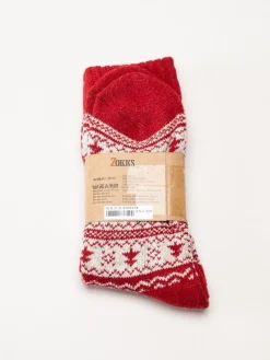 Zokks - Wool 1-pack - Röd vita ullstrumpor