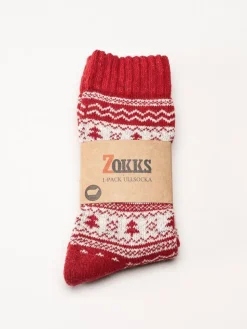 Zokks - Wool 1-pack - Röd vita ullstrumpor