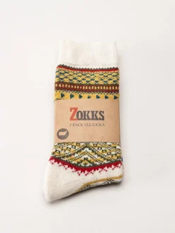 Zokks - Wool 1-pack - Vita multifärgade ullstrumpor